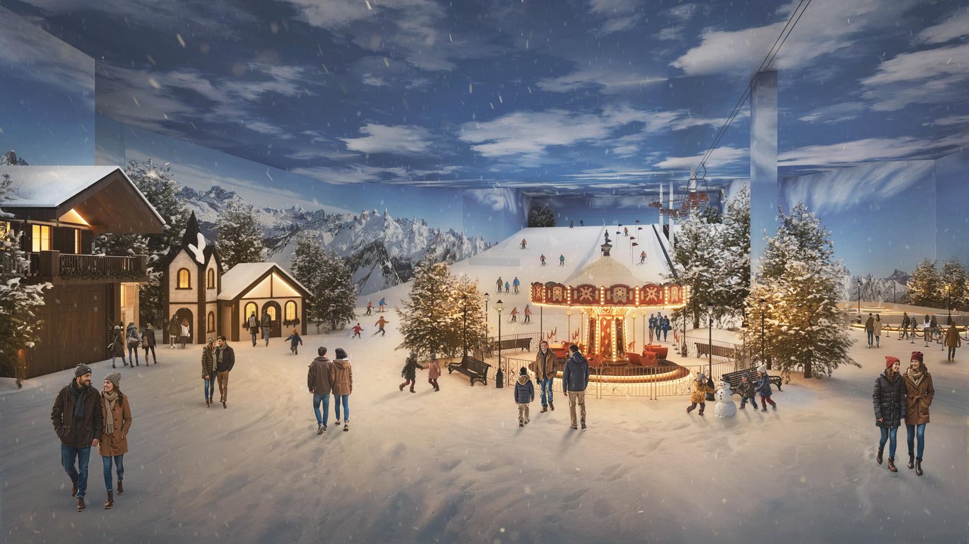 Vila alpina indoor com neve no Swiss Private Members Club